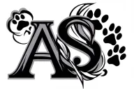 "A" and "S" intertwined with paw prints tattoo design idea