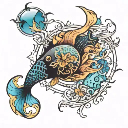 pices, aquariums, Virgo zodiac sign tattoo design idea