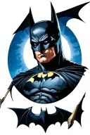 batman in gotham city with a bat signal in the blue sky tattoo design idea