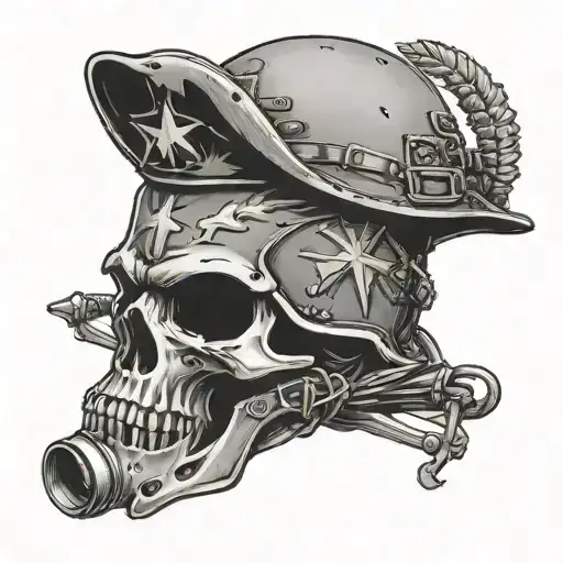 13 bravo m777 cross cannons army helmet surrounded tattoo design idea
