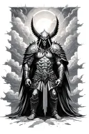 warrior Valhalla doors storm clouds tattoo design idea