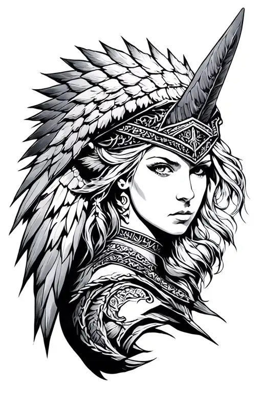 Nordic Valkyrie tattoo design idea