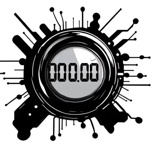 Small digital time display 00:00:00 around electric circuits tattoo design idea