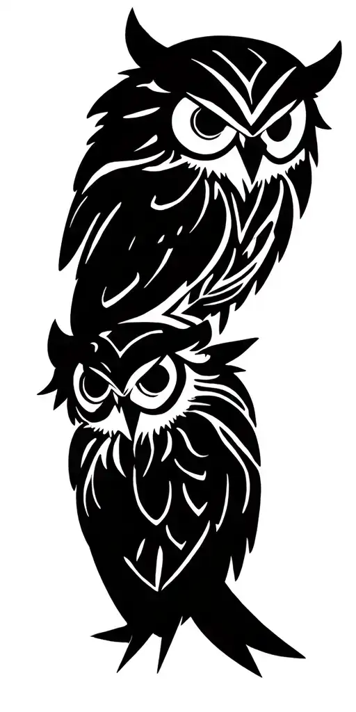tribal owls representing the bond tattoo design idea