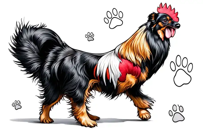 dog cock, paw print tattoo design idea