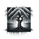 weeping willow tree tattoo design idea