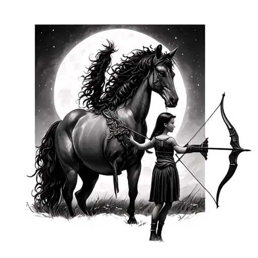Centaur + Little girl Archer tattoo design idea