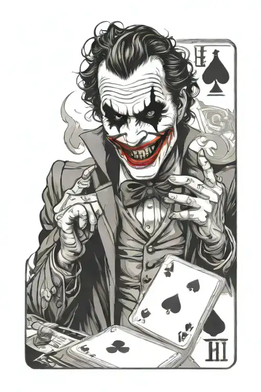 joker ha ha ha with joker playing card tattoo design idea