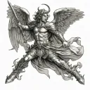 biblical archangel Michael defeating Lucifer Morningstar tattoo design idea