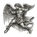 biblical archangel Michael defeating Lucifer Morningstar tattoo design idea