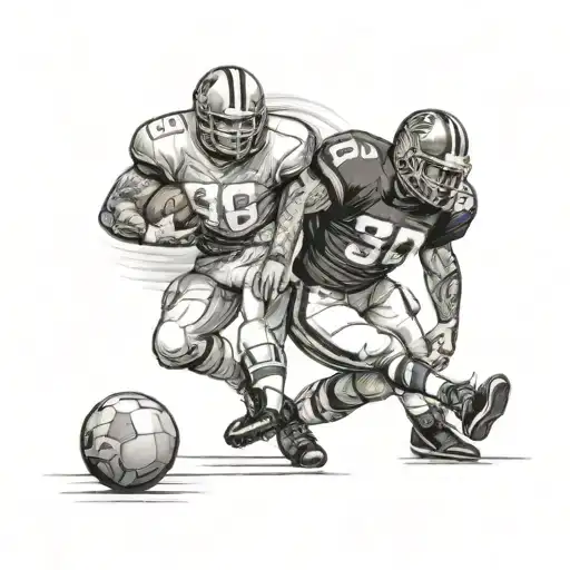 Dad And Son Football American  player kicking tattoo design idea