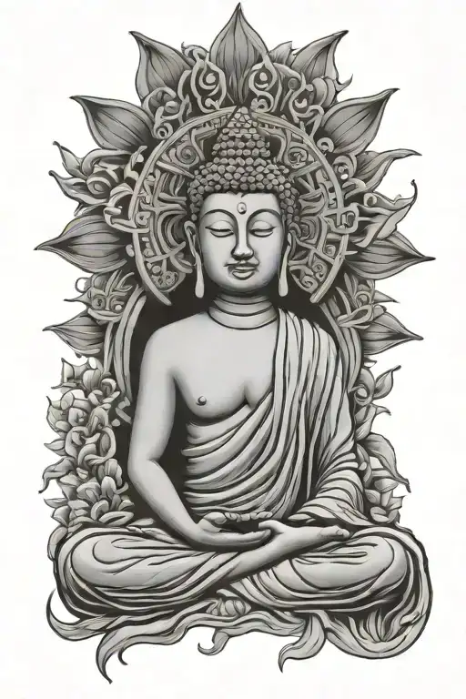 Buddha meditating tattoo design idea