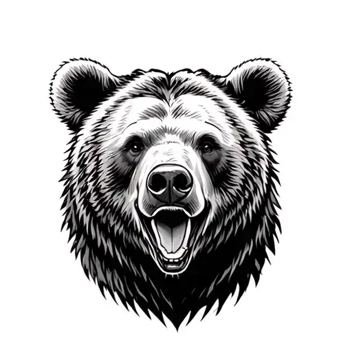 Grizzly bear head tattoo design idea