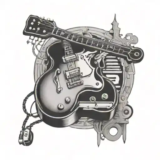 Folsom prison blues guitar and harmonica tattoo design idea