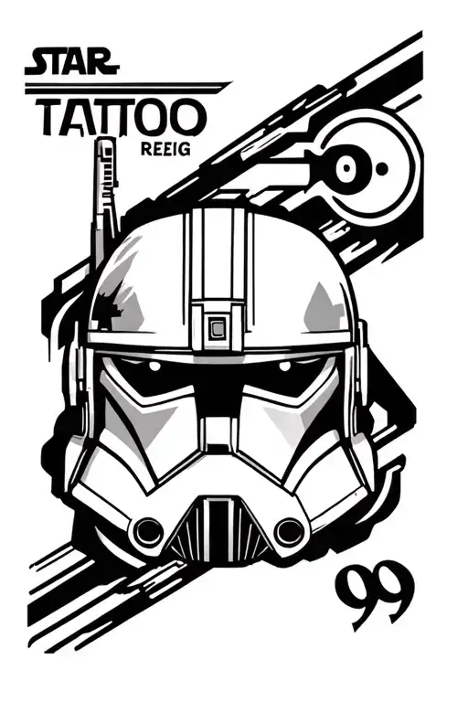 Star Wars themed tattoo. Fulcrum logo with jaig eyes from captain Rex helmet and 99 from wreckers helmet incorporated.  tattoo design idea