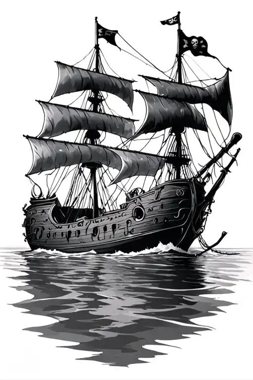 sunken pirate ship tattoo design idea