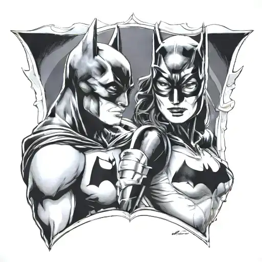 batman and catwoman tattoo design idea