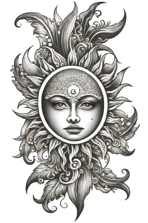 sun asymmetrical tattoo tattoo design idea