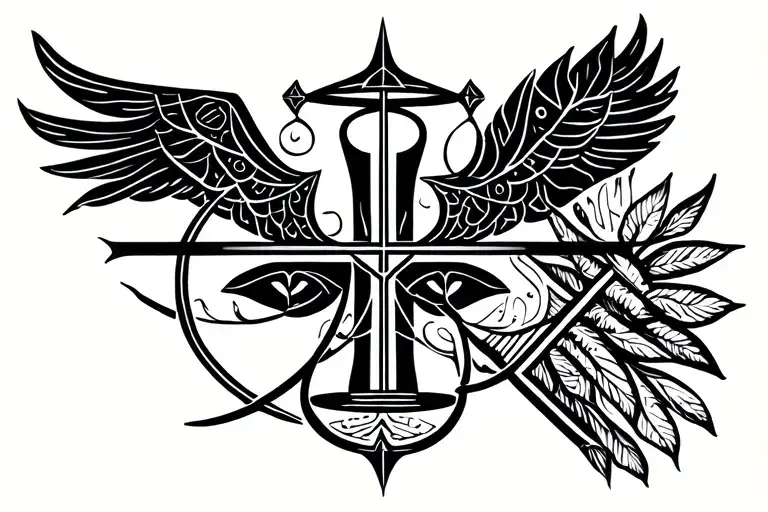 libra and virgo symbol tattoo design idea