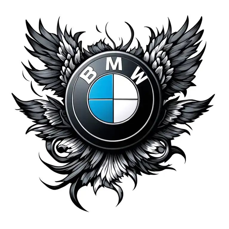 a cool style with bmw logo tattoo design idea