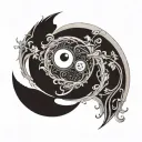 ying yang quantum entanglement tattoo design idea