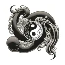 ying yang quantum entanglement tattoo design idea