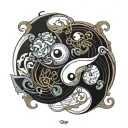 ying yang quantum entanglement tattoo design idea