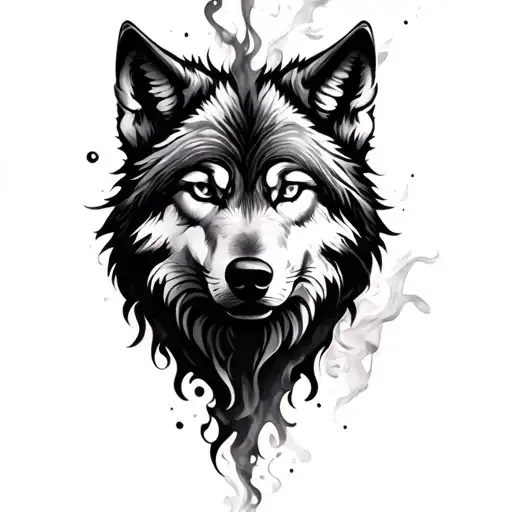 wolf fading into smoke tattoo design idea