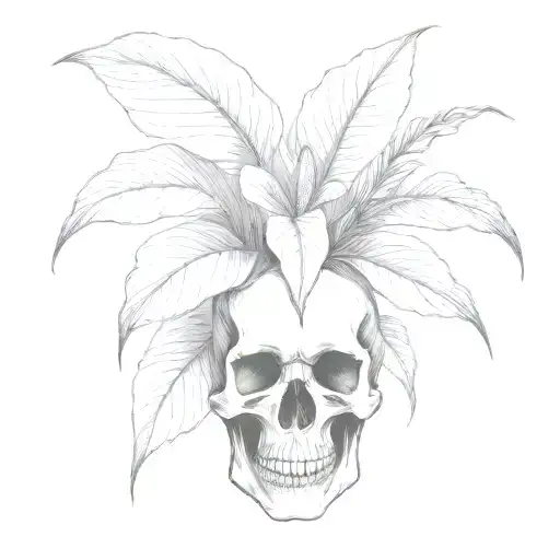 peace lily boom with a demon skull as vase rebuilt with tape tattoo design idea