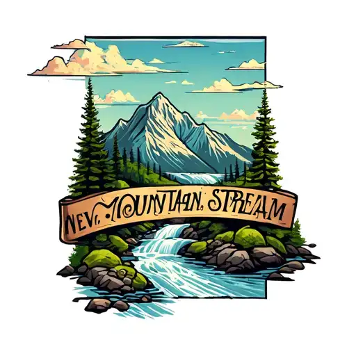 mountain stream tattoo design idea