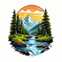 mountain stream tattoo design idea