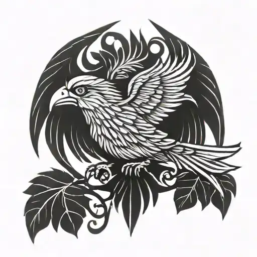 liver bird straight facing tattoo design idea