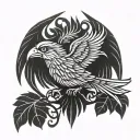 liver bird straight facing tattoo design idea