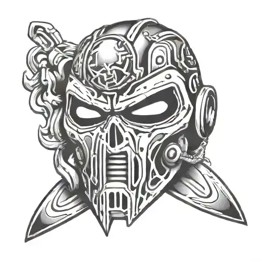 danger doom mask tattoo design idea