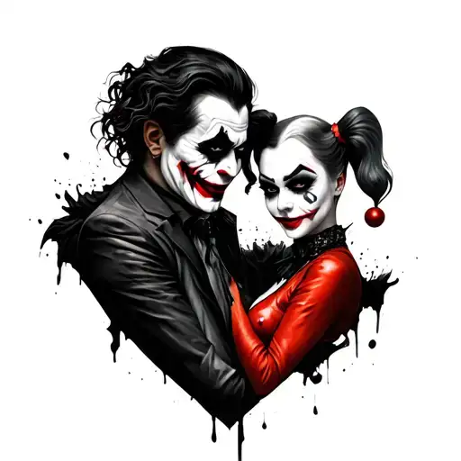 joker&harley quinn tattoo design idea