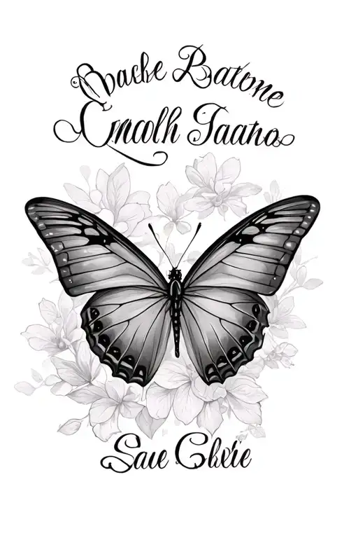 butterfly with name incorporated tattoo design idea