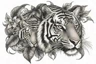 Moon leaf tiger tattoo design idea
