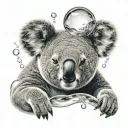 koala resting on a bubble tattoo design idea