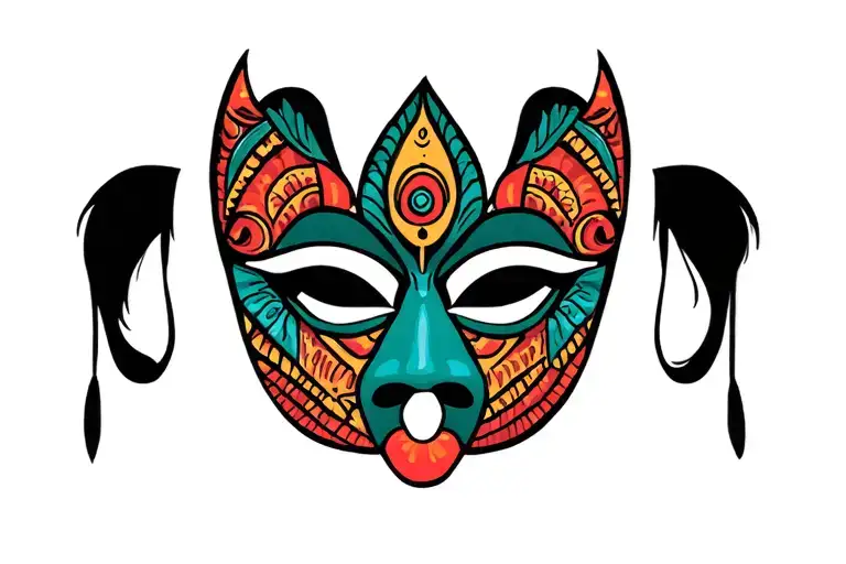 African mask tattoo design idea