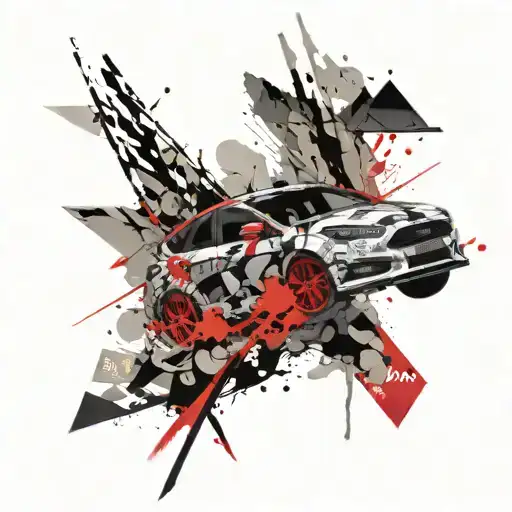 Mountains and ford focus 3 tattoo design idea
