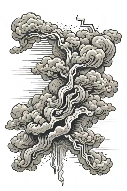 realistic thunder cloud with four chevron pattern going upwards tattoo design idea