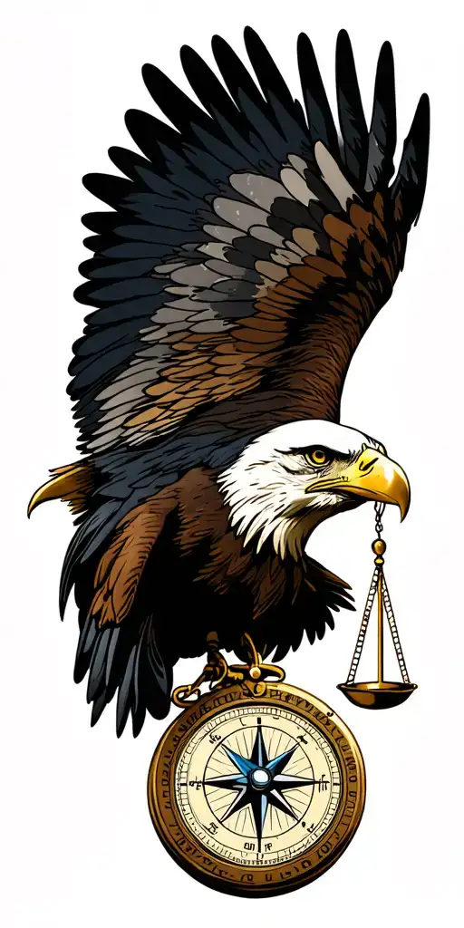 Eagle Dollar Compass with a balance bar tattoo design idea