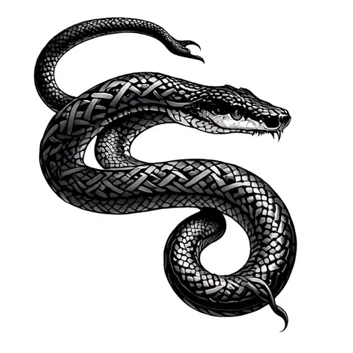 snake with Celtic knot tattoo design idea