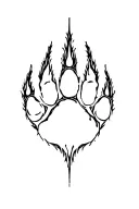 bio mechanical wolf paw print tattoo design idea