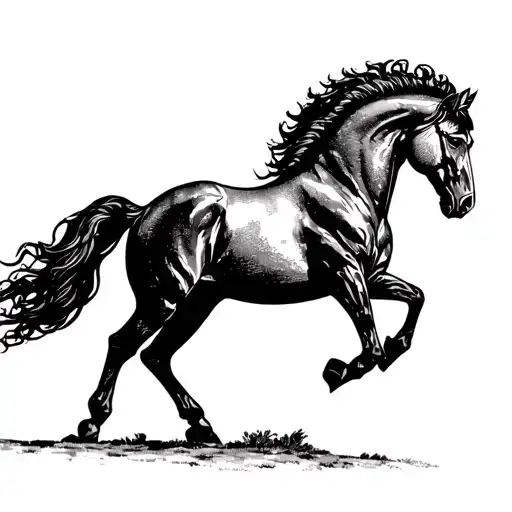 mustang horse head back high  raising up verticaly high up scared or angry no clipping tattoo design idea