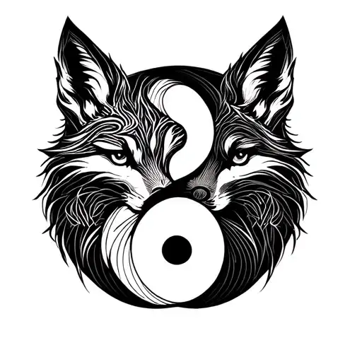 two foxes yin yang tattoo design idea