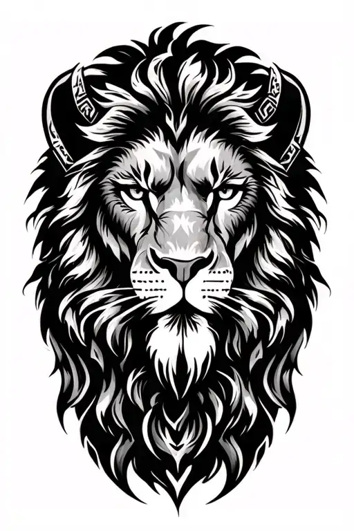 lion and viking runes tattoo design idea