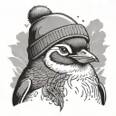 cute penguin wearing a beanie tattoo design idea