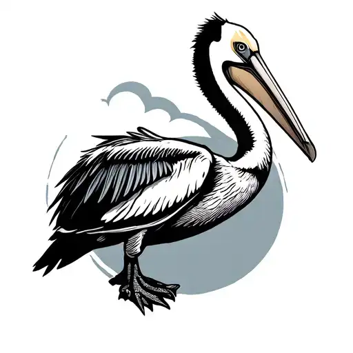 pelican flying outline tattoo design idea
