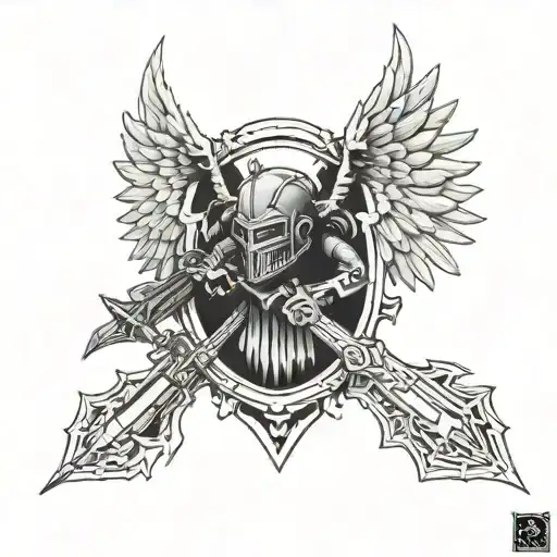 dark angels chapter warhammer 40k universe tattoo design idea